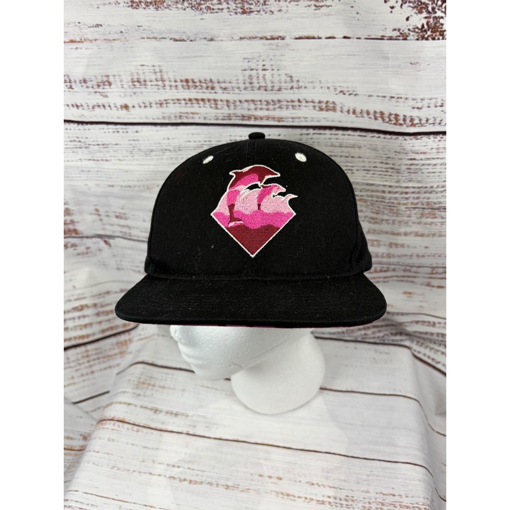 Pink Dolphin Snapback Hat Black Pink Camo Underbrim Embroidered Logo Cap